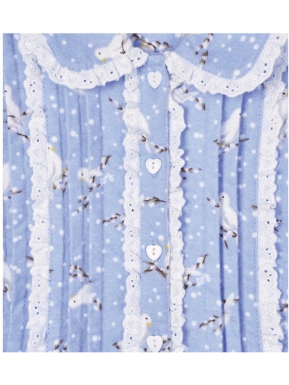 Lanz Salzburg Pajamas Cottagecore Serene Dove Flannel Blue White 2 Pc XS Size 4 - Picture 3 of 15
